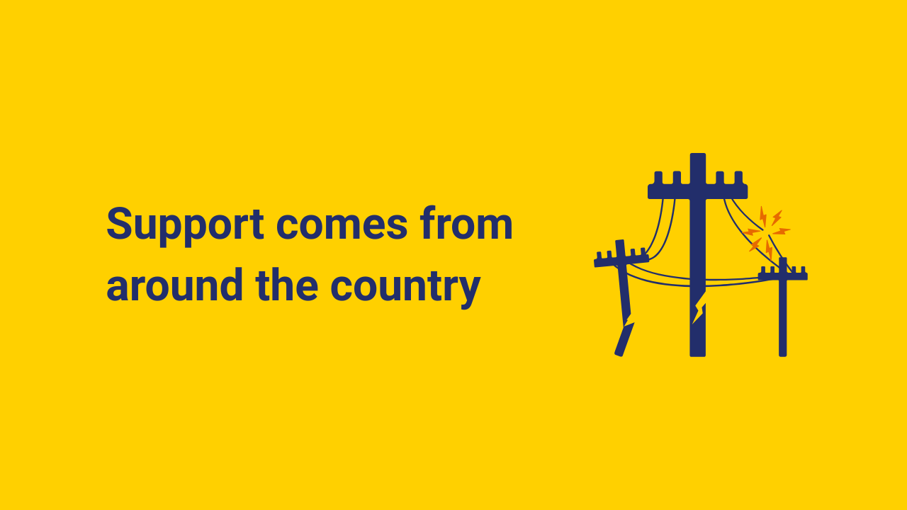 Support comes from around the country